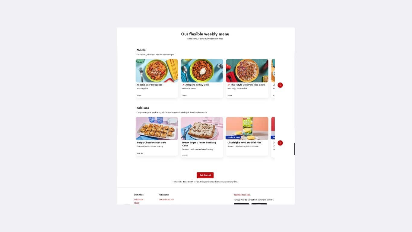 Choose from 25 delicious recipes per week.